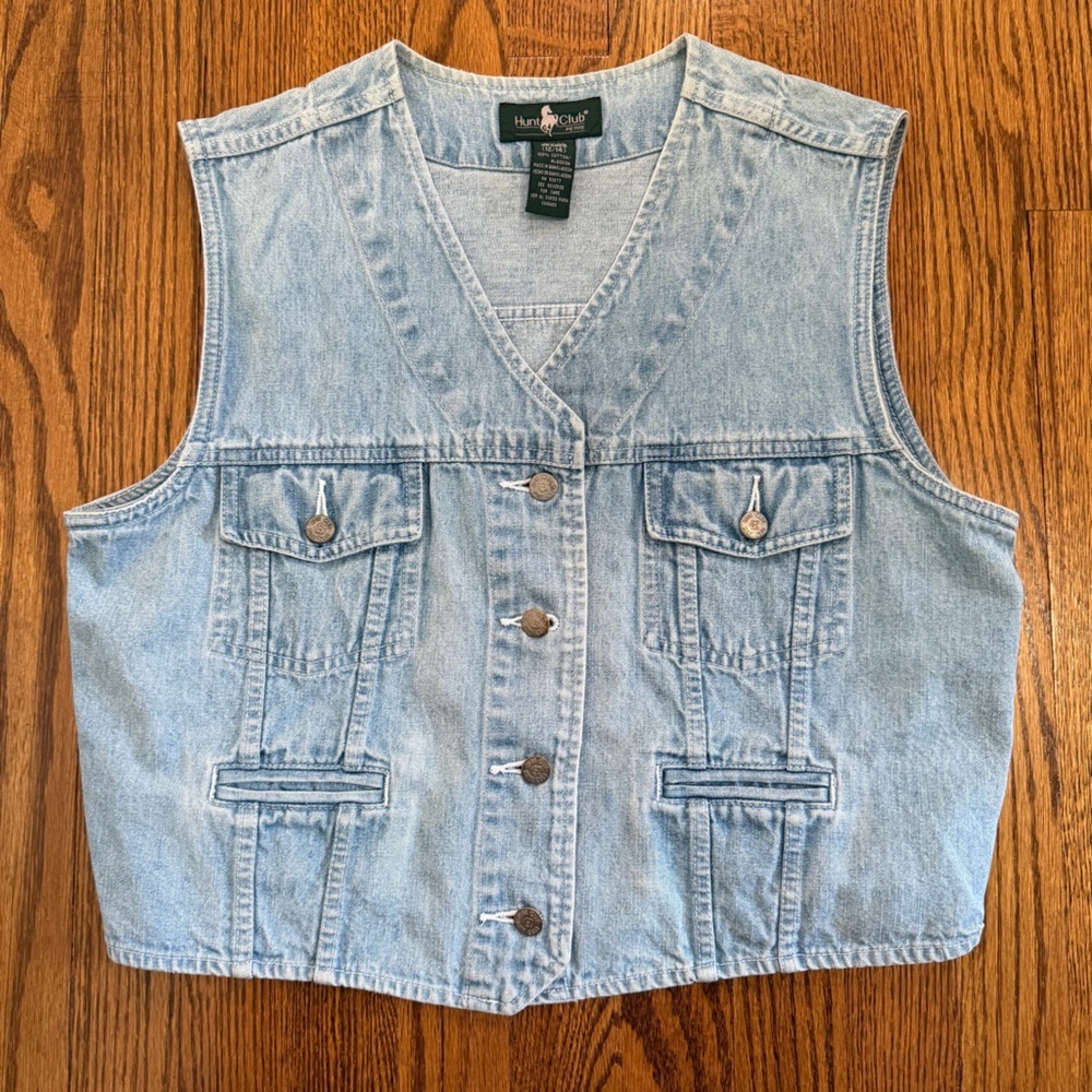 Hunt Club Vintage Denim Vest Lightwash Size Large Petite